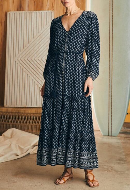 Faherty Dresses & Skirts - FAHERTY Orinda Long Sleeve Maxi Dress Sz S